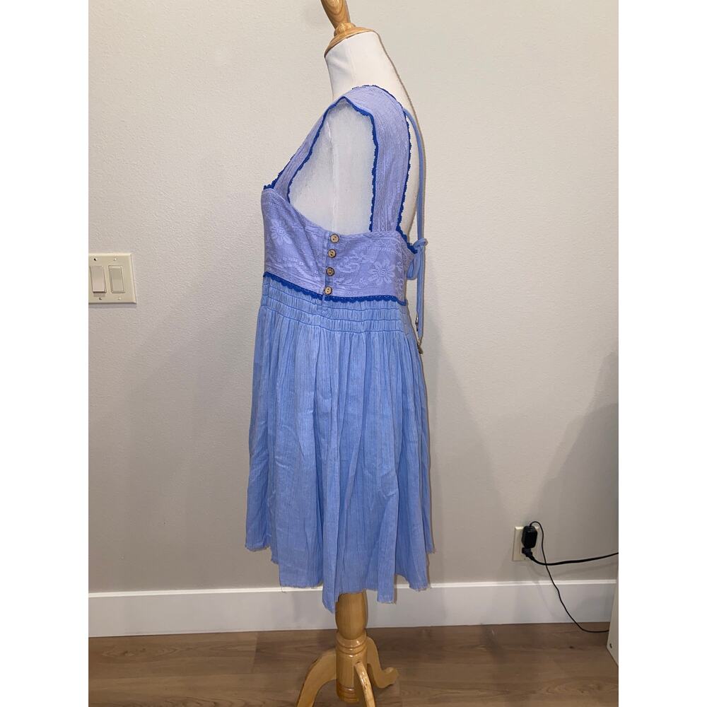 Free People Heartland Mini Dress Sleeveless Blue size Large - Picture 3 of 6